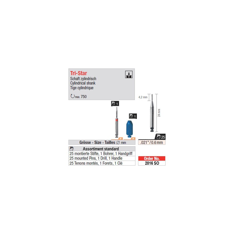 2016SO - Assortiment standard de tenons TriStar 0,6 mm