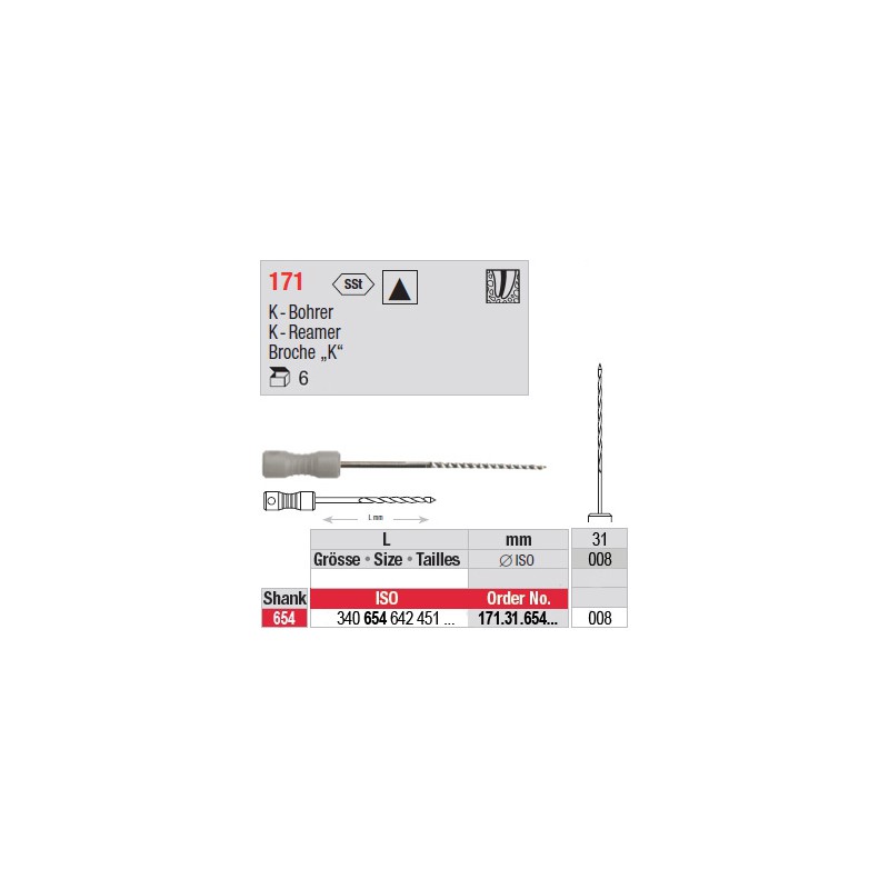 171.31.654.008 - Broches "K" manuelles - longues+ 171.31.654.008 - Broches "K" manuelles - longues+