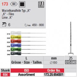 173.25.654 SO1 - Assortiment de limes "K" - moyennes - diam. fin