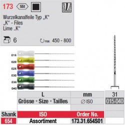 173.31.654 SO1 - Assortiment de limes "K" - longues+ - diam. fin