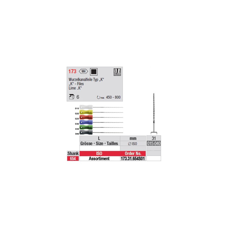 173.31.654 SO1 - Assortiment de limes "K" - longues+ - diam. fin 173.31.654 SO1 - Assortiment de limes "K" - longues+ - diam. fin