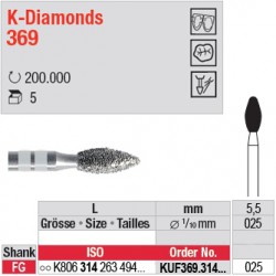 KUF369.314.025 - K-Diamonds bouton - grain ultra fin