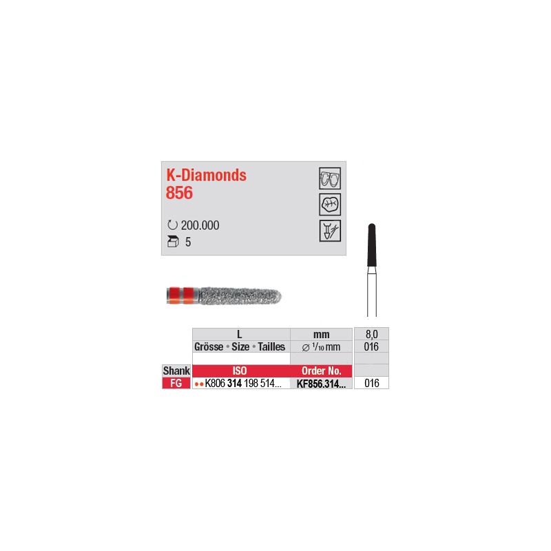 KF856.314.016 - K-Diamonds cône, bout arrondi - grain fin KF856.314.016 - K-Diamonds cône, bout arrondi - grain fin