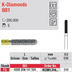 KC881.314.016 - K-Diamonds cylindre bout arrondi - grain super fin