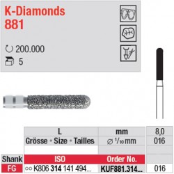 KUF881.314.016 - K-Diamonds cylindre bout arrondi - grain ultra fin