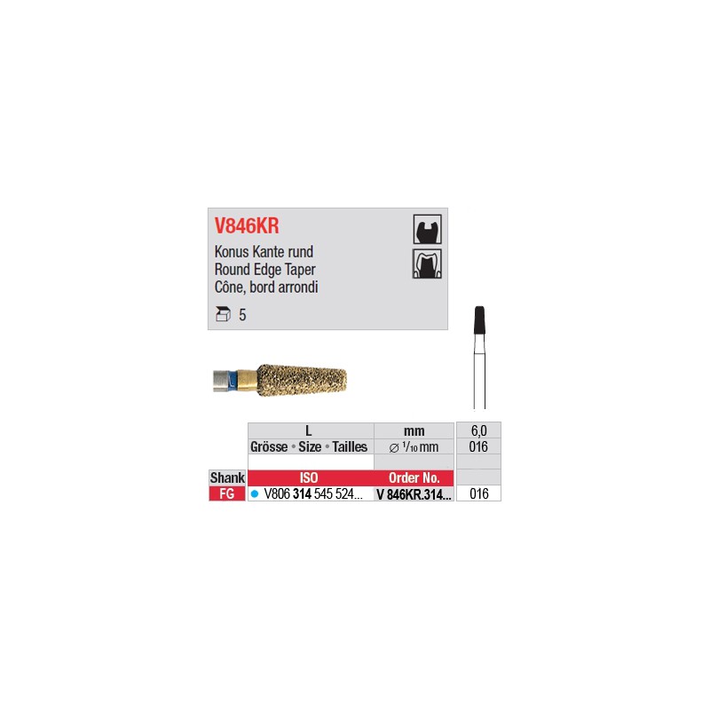 V846KR.314.016 - DIACUT - Cône, bord arrondi V846KR.314.016 - DIACUT - Cône, bord arrondi