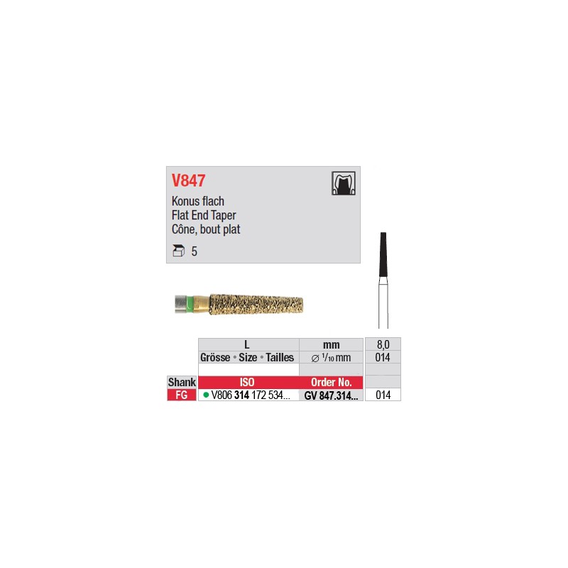  GV847.314.014 - DIACUT - Cône, bout plat 