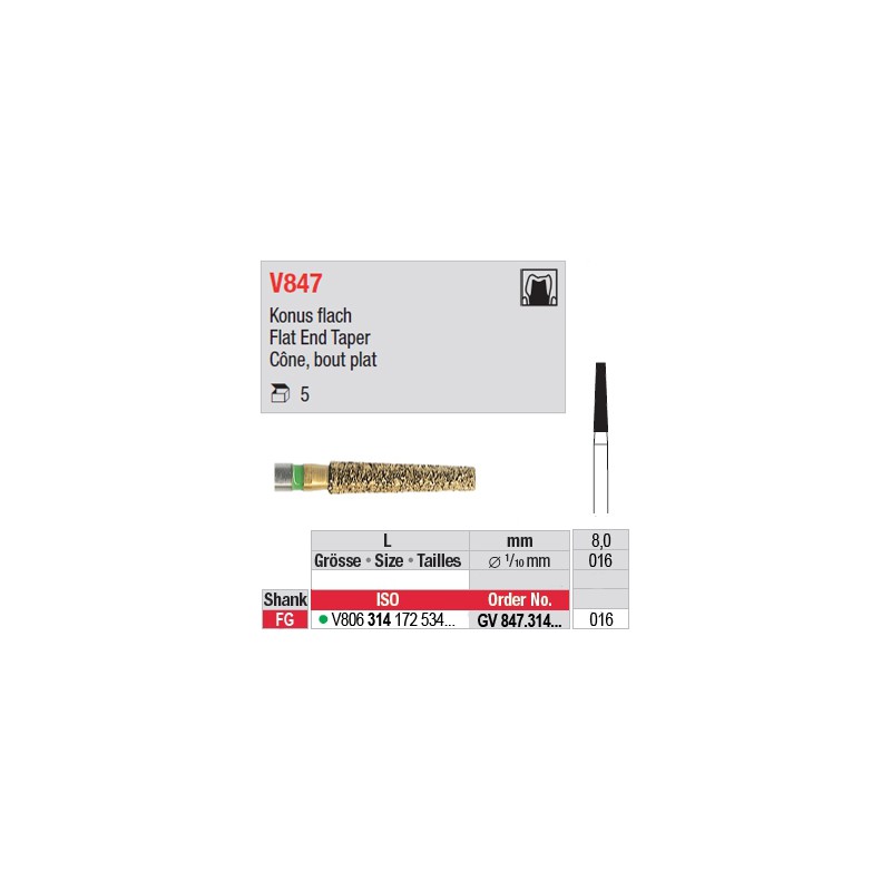  GV847.314.016 - DIACUT - Cône, bout plat 