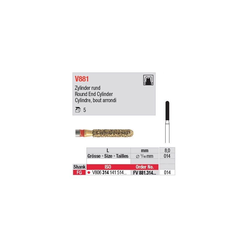 FV881.314.014 - DIACUT - Cylindre, bout arrondi FV881.314.014 - DIACUT - Cylindre, bout arrondi
