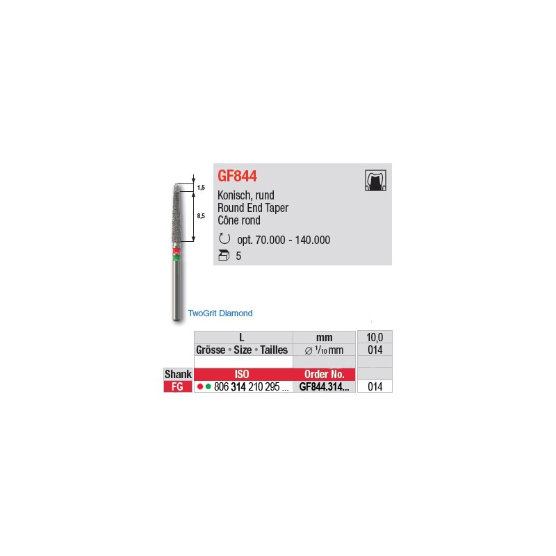 GF844.314.014 - fraise diamant TwoGrit GF844.314.014 - fraise diamant TwoGrit