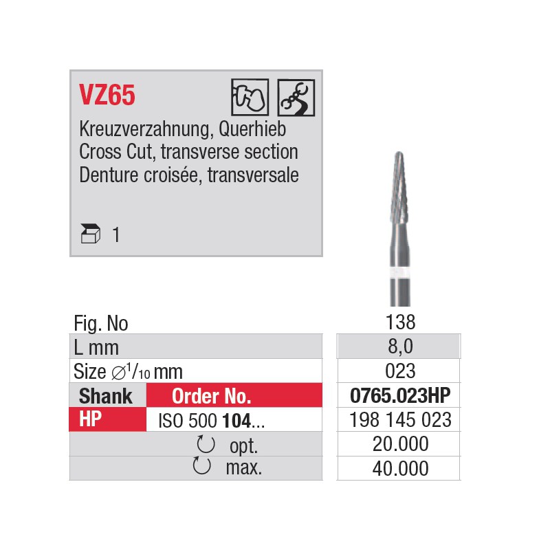 0765.023HP - fraise carbure VZ65 0765.023HP - fraise carbure VZ65