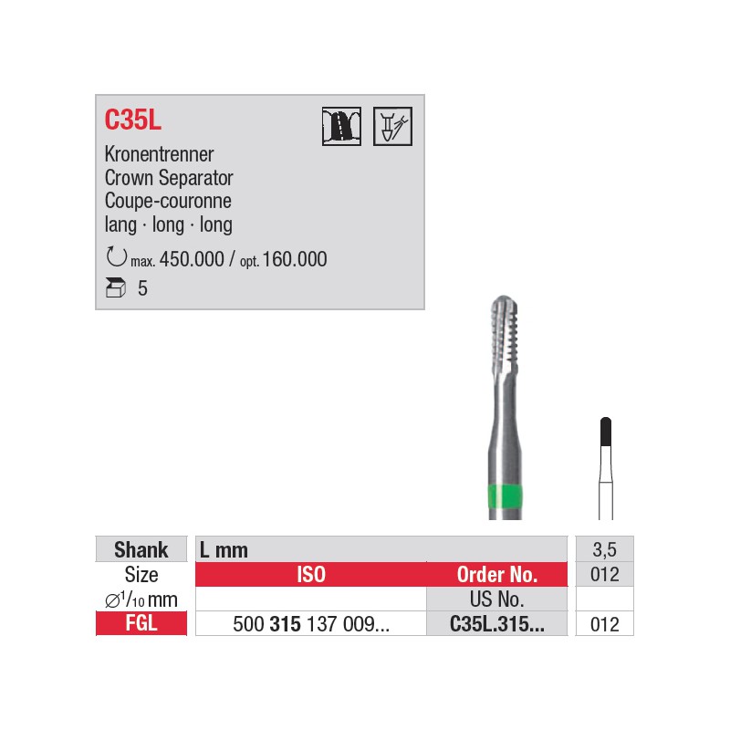 C35L.315.012 pour couronnes métalliques C35L.315.012 pour couronnes métalliques