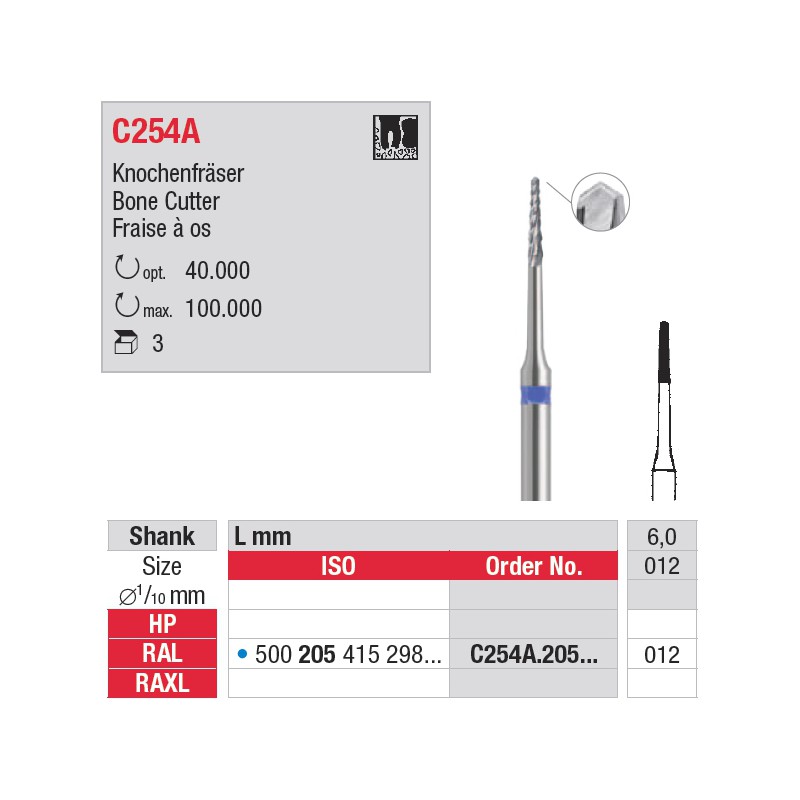 C254A.205.012 - fraise à os C254A.205.012 - fraise à os