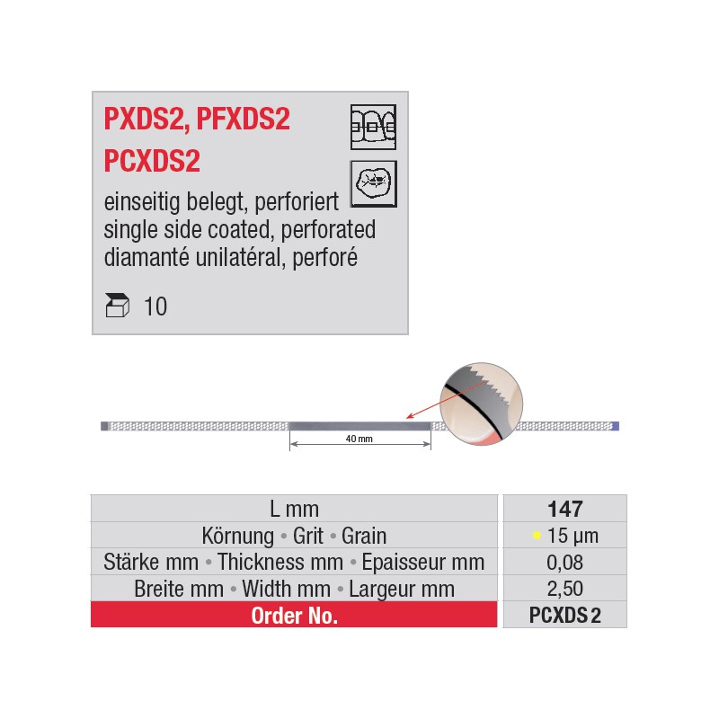 PCXDS 2 - strips diamantés perforés PCXDS 2 - strips diamantés perforés