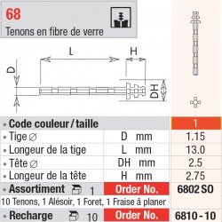 6810-10 Recharge - FiberMaster, conique avec tête