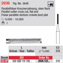 Fraise parallèle denture croisée, bout plat - 2936.123.010