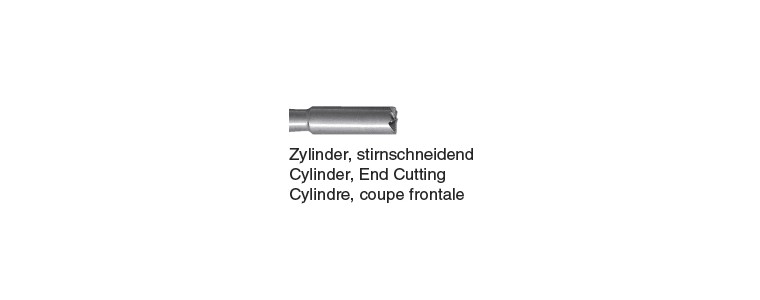 Fraise dentaire - acier - Cylindre coupe frontale