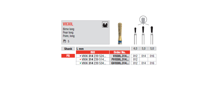 V830L - Poire, long