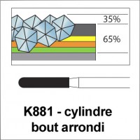 K881 - cylindre, bout arrondi