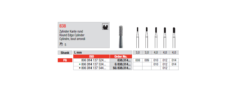 838 - Cylindre, bout arrondi