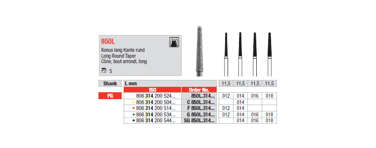 850L - Cône, bout arrondi, long