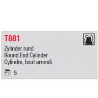 T881 - cylindre court, bout arrondi