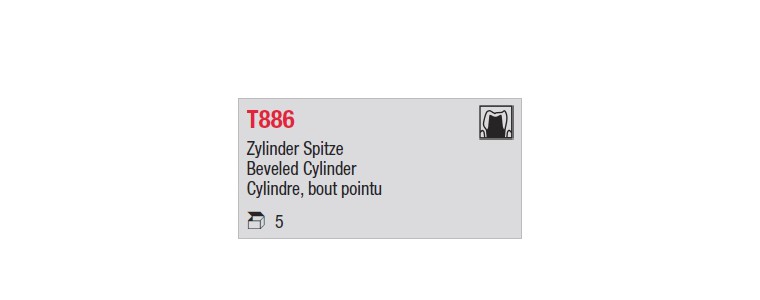 T886 - cylindre, bout pointu