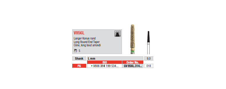 V856L - Cône, long bout arrondi