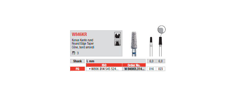 W846KR - Cône, bord arrondi