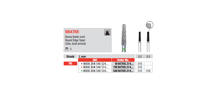W847KR - Cône, bord arrondi