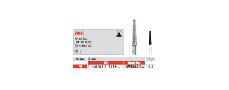W848 - Cône, bout plat