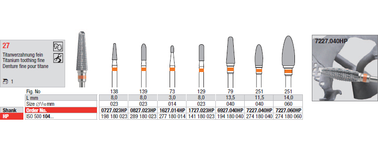 VZ27. Denture fine pour titane