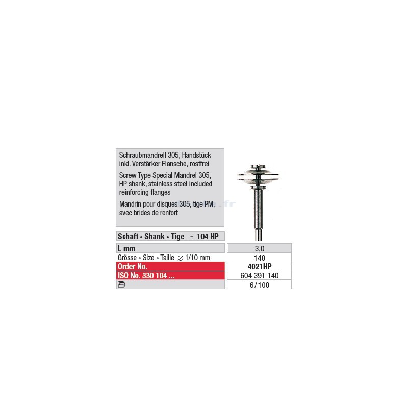 Mandrin pour disques - 4021HP