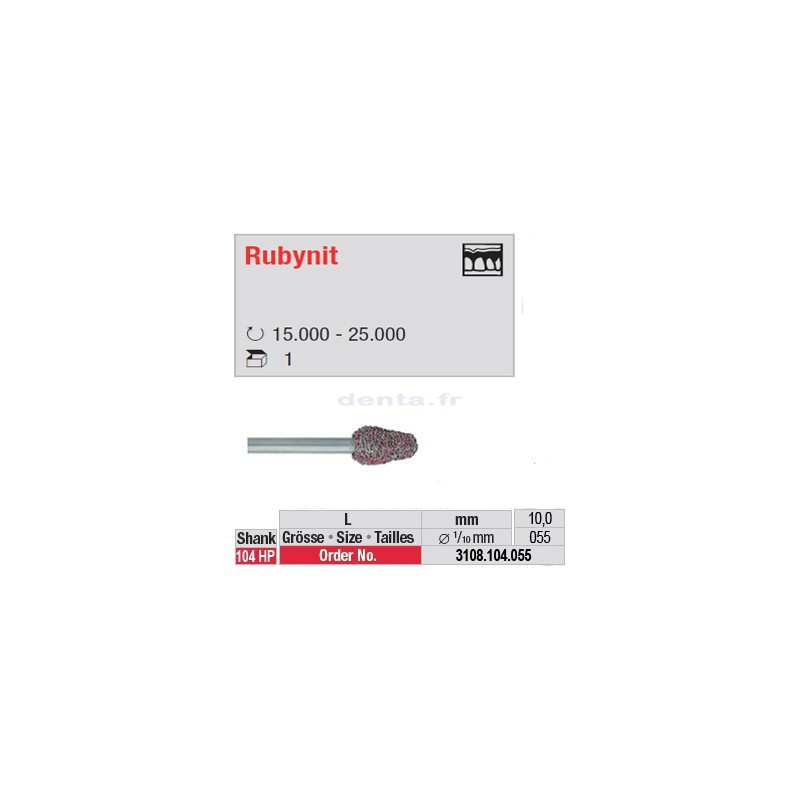 Fraise Rubynit cône bout arrondi - 3108.104.055
