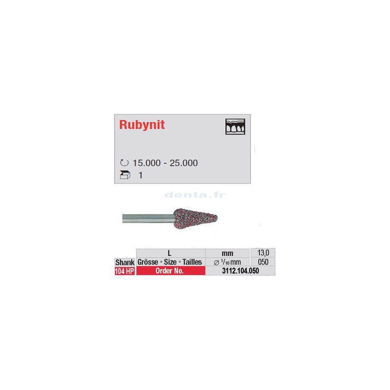 Fraise Rubynit cône bout arrondi - 3112.104.050