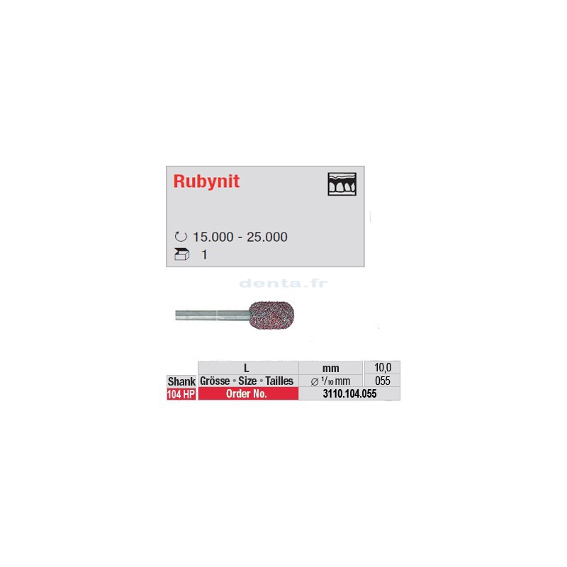 Fraise Rubynit cylindre bout arondi - 3110.104.055