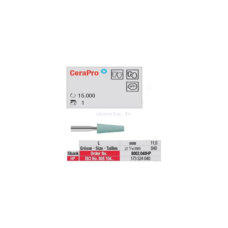 Fraise CeraPro cône bout plat - 8002.040HP