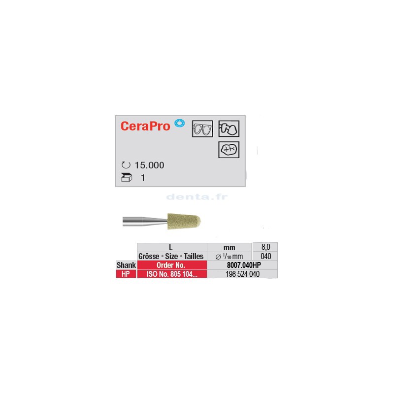 Fraise CeraPro cône bout arrondi - 8007.040HP