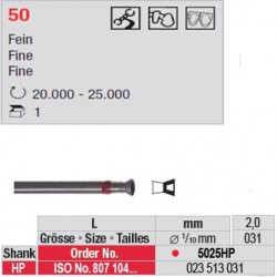 Fraise diamantée dans la masse cône renversé creux (grain fin) - 5025HP