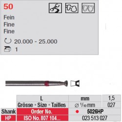 Fraise diamantée dans la masse cône renversé creux (grain fin) - 5026HP