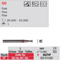 Fraise diamantée dans la masse cône renversé creux (grain fin) - 5027HP