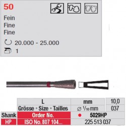 Fraise diamantée dans la masse cône renversé creux (grain fin) - 5029HP