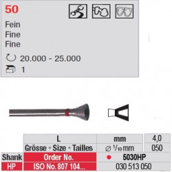 Fraise diamantée dans la masse cône renversé creux (grain fin) - 5030HP