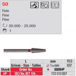 Fraise diamantée dans la masse cône bout plat (grain fin) - 5009HP