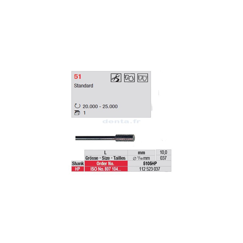 Fraise diamantée dans la masse cylindre bout plat - 5105HP