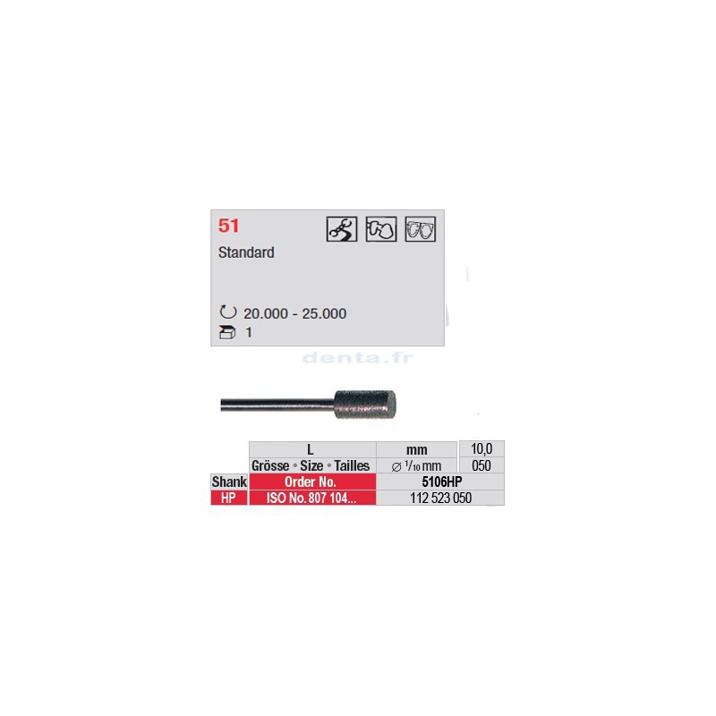 Fraise diamantée dans la masse cylindre bout plat - 5106HP