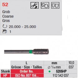 Fraise diamantée dans la masse cylindre bout plat (gros grain) - 5205HP
