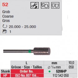 Fraise diamantée dans la masse cylindre bout plat (gros grain) - 5206HP