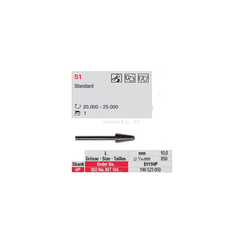 Fraise diamantée dans la masse cône bout arrondi - 5111HP
