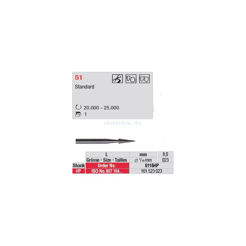 Fraise diamantée dans la masse cône pointu - 5115HP